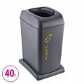 Komplet 3x40 koszy do segregacji śmieci papier, szkło, plastik na kółkach