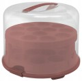 Pojemnik na ciasto tort XL 26 cm z wkładem na babeczki 2 poziomy Rotho Red