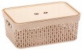 Koszyk XL-14 z pokrywą BEŻOWY organizer do domu, biura 39,5×30×13 Morsetta