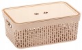 Koszyk L-14 z pokrywą organizer ażurowy pojemnik BEŻ 29,5×20,5×12 Morsetta