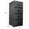 Komoda 4 szuflady rattan nowoczesna 94 cm HIT! do łazienki na działkę garaż