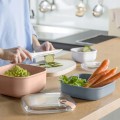Pojemnik na żywność Lunch box kwadratowy płaski szczelny ELA 1,0 L BEŻOWY