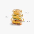 Zestaw 3 pojemników do żywności lunch box Master 400,800,1400ml prostokąty