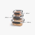 Zestaw 3 pojemników do żywności lunch box Master 400,800,1400ml prostokąty