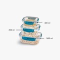 Zestaw 3 pojemników do żywności lunch box Master 400,800,1400ml prostokąty