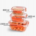 Zestaw 3 pojemników do żywności lunch box Master 800,1400,2300ml prostokąty