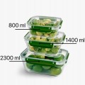 Zestaw 3 pojemników do żywności lunch box Master 800,1400,2300ml prostokąty