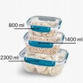 Zestaw 3 pojemników do żywności lunch box Master 800,1400,2300ml prostokąty