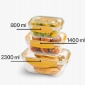 Zestaw 3 pojemników do żywności lunch box Master 800,1400,2300ml prostokąty