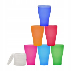 Kubki 6x500 ml plastikowe wysokie z pokrywką bez BPA napoje gorące i zimne