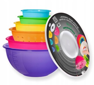 Komplet 8 misek kuchennych na żywność podziałka BPA FREE Weekend POLSKIE