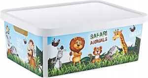 Pojemnik 12 L pudełko na maskotki zabawki klocki SAFARI BEZ BPA