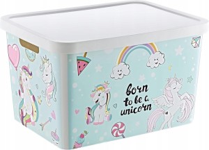 Pojemnik Pudełko z pokrywką 18L JEDNOROŻEC Dla dzieci, do zabawy, na klocki
