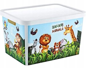 Pojemnik Pudełko z pokrywką 18L SAFARI Dla dzieci, do zabawy, na klocki