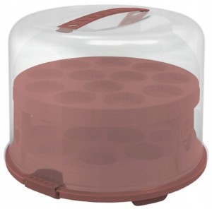 Pojemnik na ciasto tort XL 26 cm z wkładem na babeczki 2 poziomy Rotho Red