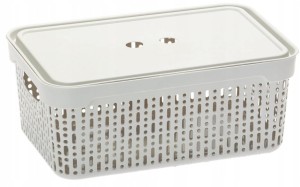 Koszyk XL-2 z pokrywą DYMNY BIAŁY do domu, biura 39,5×30×13 Morsetta