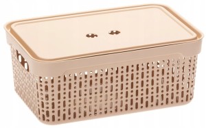 Koszyk XL-14 z pokrywą BEŻOWY organizer do domu, biura 39,5×30×13 Morsetta