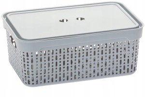 Koszyk XL-7 z pokrywą SZARY organizer do domu, biura 39,5×30×13 Morsetta