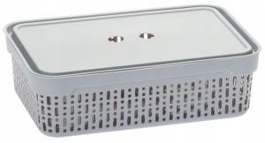 Koszyk M-7 z pokrywą SZARY organizer ażurowy pojemnik 29,5×20,5×9 Morsetta