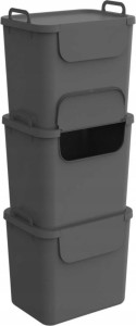 Kosze na butelki kaucjonowane JIVE 3x30L Rotho czarny system do segregacji