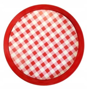 Taca okrągła z nadrukiem na party do baru 35 cm dekoracja PIKNIK KRATKA