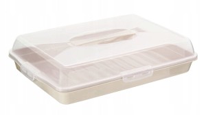 Pojemnik na ciasto prostokąty na dużą blachę na wypieki pudełko box 45cm