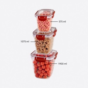 Zestaw 3 pojemników do żywności lunch box Master 575,1075,1900ml kwadraty