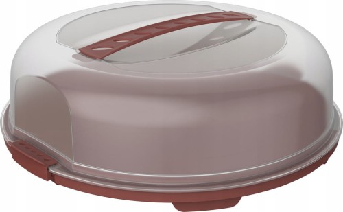 Pojemnik transporter na kanapki ciasto tort płaski Rotho FRESH Iron red