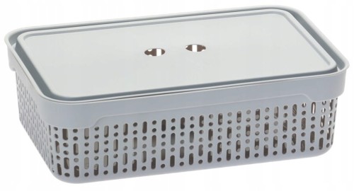 Koszyk M-7 z pokrywą SZARY organizer ażurowy pojemnik 29,5×20,5×9 Morsetta