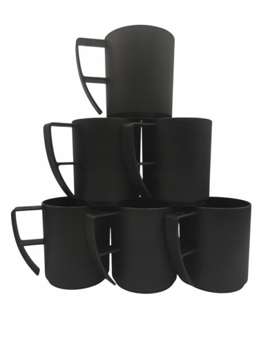 Kubki duże piknikowe z rączką 6x420 ml plastikowe Weekend Czarne Sagad