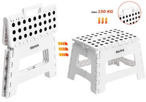 Taboret Składany Antypoślizgowy Do 150 kg Biały 22 cm Kompaktowy