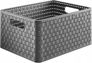 Kosz COUNTRY 18 L antracyt rattanowy Rotho A4 pojemnik organizer