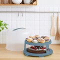 Pojemnik na ciasto tort XL 26cm wkład na babeczki 2 poziomy Rotho Niebieski
