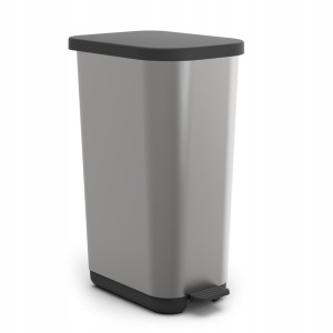 Kosz na śmieci ROTHO RIBO 55L Silver na pedał cichy EKO otwieranie nogą