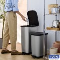 Kosz na śmieci ROTHO RIBO 55L Silver na pedał cichy EKO otwieranie nogą