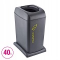 Kosze do Segregacji Śmieci 3x40L Otwarta Pokrywa Kolor Papier Plastik Szkło