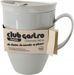 Kubek CLUB GASTRO z pokrywką turystyczny 450 ml szary